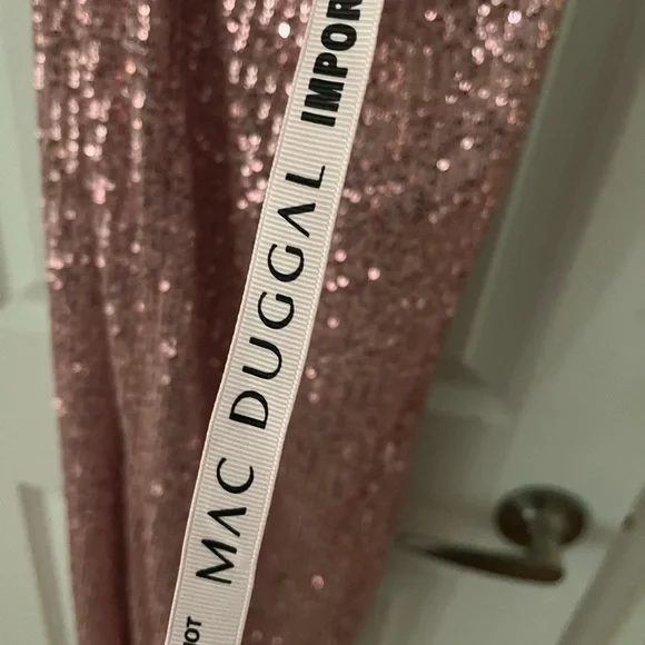 Mac Duggal Pink Sequin Backless Dress